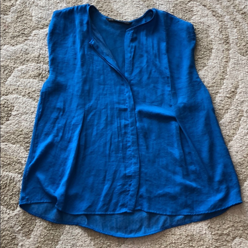 Zara Basic Satin Blue Tank